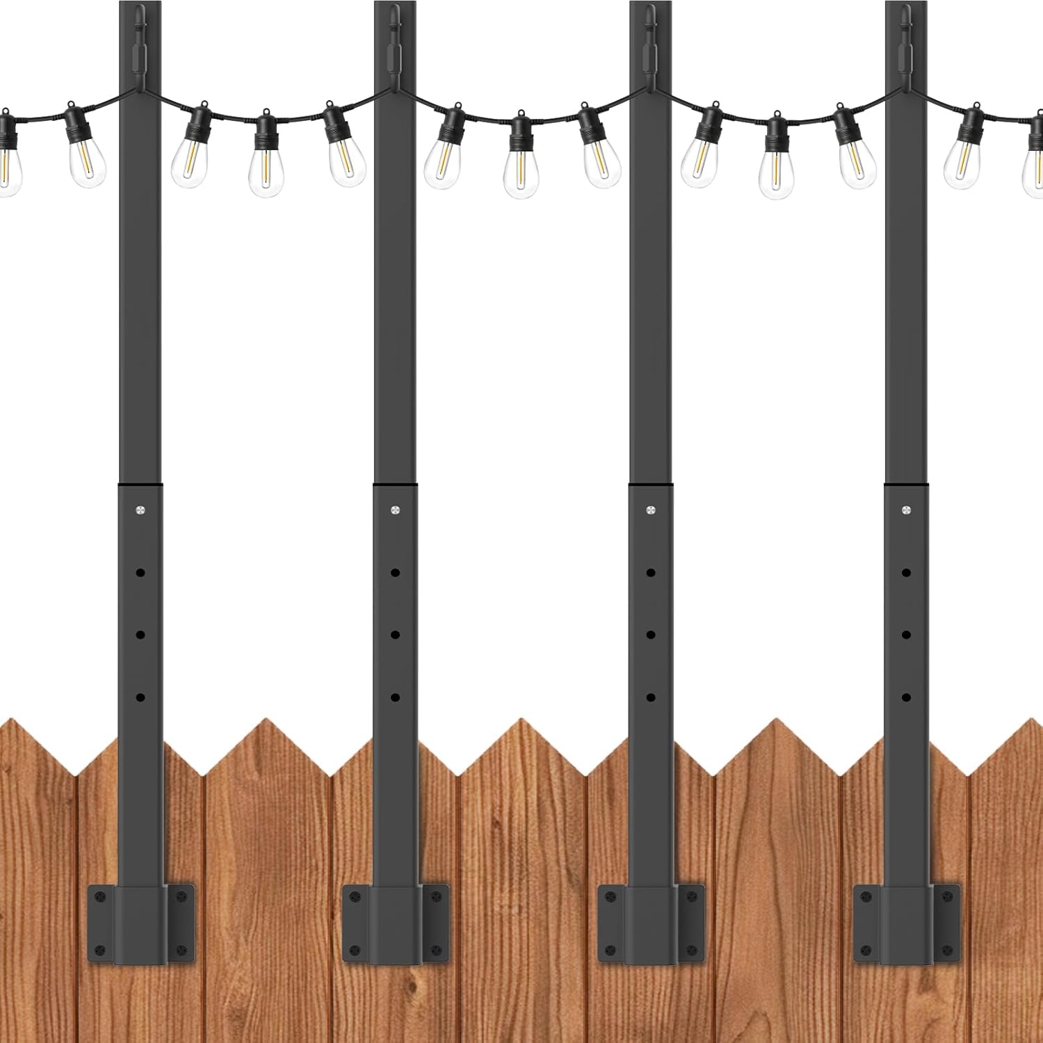 4 Pack 2.8FT String Light Poles,Light Poles for Outside String Lights,Outdoor Light Poles Metal Pole Stand for Patio,Backyard,Deck